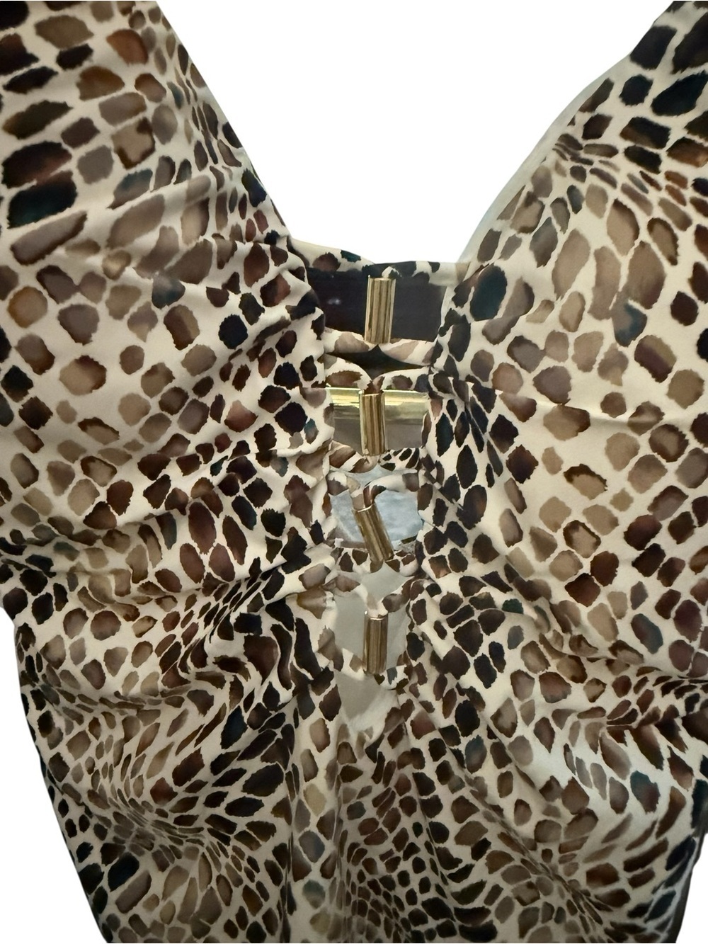 La Blanca Taupe Animal Print One Piece 10 Swimsuit NWT Resortwear Euro Summer - Picture 4 of 7